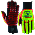 Synthetic Leather Double Palm Reinforced Red Silicone Palm Gloves Large - Top Tool & Supply