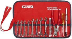 Proto - 12 Piece, 13/64" to 11/32", Ignition Wrench Set - Inch Measurement Standard, Chrome Finish, Comes in Roll Up Pouch - Top Tool & Supply