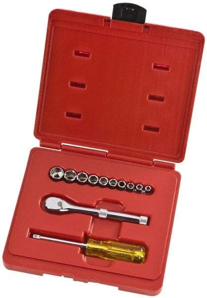 Proto - 12 Piece 1/4" Drive Full Polish Finish Socket Set - 6 Points, 3/16" to 9/16" Range, Inch Measurement Standard - Top Tool & Supply