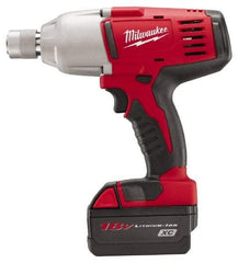 Milwaukee Tool - 7/16" Drive 18 Volt Pistol Grip Cordless Impact Wrench & Ratchet - 0 to 1,900 RPM, 0 to 2,200 BPM, 350 Ft/Lb Torque, 2 Lithium-Ion Batteries Included - Top Tool & Supply