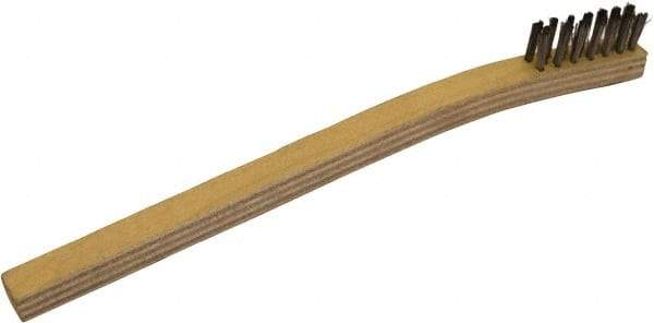 Gordon Brush - 3 Rows x 7 Columns Stainless Steel Scratch Brush - 1-1/2" Brush Length, 7-3/4" OAL, 7/16 Trim Length, Wood Toothbrush Handle - Top Tool & Supply