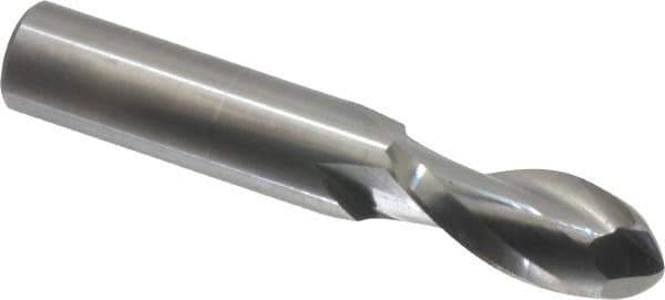 Onsrud - 1/2" Cutting Diam x 1-1/8" Length of Cut, 2 Flute, Upcut Spiral Router Bit - Uncoated, Right Hand Cut, Solid Carbide, 3" OAL x 1/2" Shank Diam, Ball End Taper, 30° Helix Angle - Top Tool & Supply