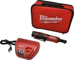 Milwaukee Tool - 1/4" Drive 12 Volt Inline Cordless Impact Wrench & Ratchet - 250 RPM, 30 Ft/Lb Torque, 1 Lithium-Ion Battery Included - Top Tool & Supply