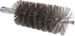 Schaefer Brush - 4-1/2" Brush Length, 2" Diam, Double Stem, Single Spiral Tube Brush - 7-1/4" Long, Stainless Steel, 1/4" NPSM Male Connection - Top Tool & Supply