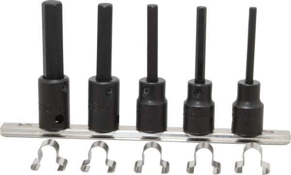 Proto - 5 Piece 3/8" Drive Metric Impact Hex Bit Socket Set - 4 to 10mm Hex - Top Tool & Supply