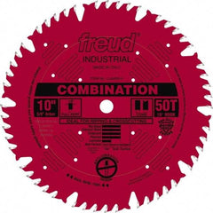 Freud - 10" Diam, 5/8" Arbor Hole Diam, 50 Tooth Wet & Dry Cut Saw Blade - Carbide-Tipped, Standard Round Arbor - Top Tool & Supply