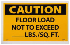 NMC - Accident Prevention Label, Header: CAUTION - Legend: Caution - Floor Load Not to Exceed _____ lbs/Sq. Ft, English, Black & Yellow, 5" Long x 3" High, Sign Muscle Finish - Top Tool & Supply