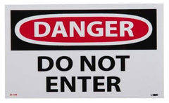 NMC - Security & Admittance Label, Header: DANGER - Legend: Danger - Do Not Enter, English, Red, Black & White, 5" Long x 3" High, Sign Muscle Finish - Top Tool & Supply