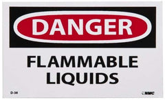 NMC - Hazardous Materials Label, Header: DANGER - Legend: Danger - Flammable Liquids, English, Red, Black & White, 5" Long x 3" High, Sign Muscle Finish - Top Tool & Supply