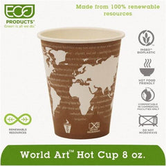 ECO PRODUCTS - World Art Renewable Compostable Hot Cups, 8 oz, 50/PK, 20 PK/CT - Plum - Top Tool & Supply