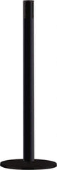 Tensator - 38" High, 2-1/2" Pole Diam, Tensabarrier Post - 14" Base Diam, Round Heavy Gauge Steel Base, Black Steel Post, Tape, Single Line Tape - Top Tool & Supply