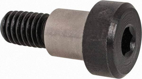 Made in USA - 1/2" Shoulder Diam x 1/2" Shoulder Length, 3/8-16 UNC, Hex Socket Precision Shoulder Screw - 4140 Alloy Steel, Black Oxide Finish, 5/16" Head Height x 3/4" Head Diam - Top Tool & Supply