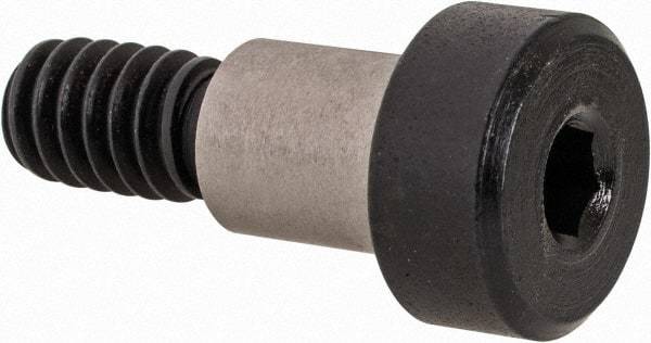 Made in USA - 5/16" Shoulder Diam x 3/8" Shoulder Length, 1/4-20 UNC, Hex Socket Precision Shoulder Screw - 4140 Alloy Steel, Black Oxide Finish, 7/32" Head Height x 1/2" Head Diam - Top Tool & Supply