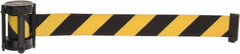 Tensator - 5" High x 90" Long x 2" Wide Barrier Replacement Cassette - Plastic, Black Powder Finish, Black/Yellow, Use with Tensabarrier - Top Tool & Supply