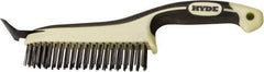 Hyde Tools - 20 Rows x 4 Columns Steel Scratch Brush - 6" Brush Length, 12-3/4" OAL, 1-1/8" Trim Length, Plastic with Rubber Overmold Ergonomic Handle - Top Tool & Supply