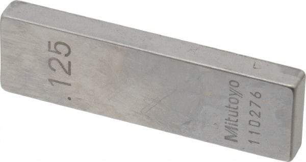 Mitutoyo - 0.125" Rectangular Steel Gage Block - Accuracy Grade 0, Includes Certificate of Inspection - Top Tool & Supply