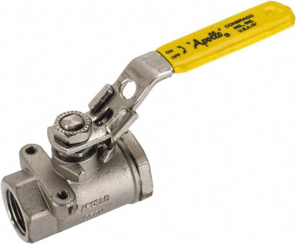 Apollo - 1/2" Pipe, Standard Port, Stainless Steel Standard Ball Valve - 2 Piece, NPT Ends, Locking Lever Handle, 600 WOG, 150 WSP - Top Tool & Supply