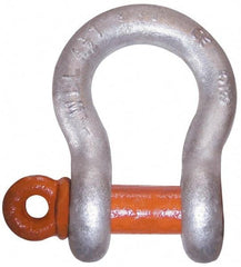 CM - 5/16" Nominal Chain Size, 1 Ton Carbon Steel Screw Anchor Shackle - 15/32" Diam, 3/8" Pin Diam, 17/32" Wide Inside Jaw, 25/32" Inside Width - Top Tool & Supply