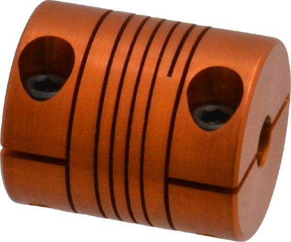 Lovejoy - 3/16" Max Bore Diam, Flexible Clamp Hub Coupling - 3/4" OD, 0.9" OAL, Anodized Aluminum - Top Tool & Supply