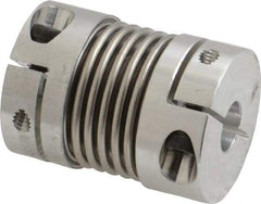 Lovejoy - 1/4" Max Bore Diam, Flexible Bellows Clamp Coupling - 0.984" OD, 1.023" OAL, Aluminum Hub with Stainless Steel Bellows - Top Tool & Supply