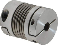 Lovejoy - 5/16" Max Bore Diam, Flexible Bellows Clamp Coupling - 1.28" OD, 1.614" OAL, Aluminum Hub with Stainless Steel Bellows - Top Tool & Supply