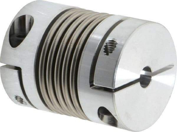 Lovejoy - 3/8" Max Bore Diam, Flexible Bellows Clamp Coupling - 1.28" OD, 1.614" OAL, Aluminum Hub with Stainless Steel Bellows - Top Tool & Supply