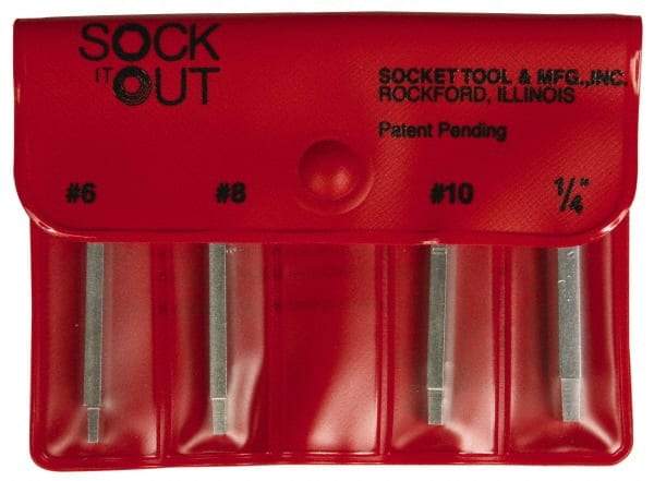 Sock It Out - 4 Piece Button Head Cap Screw Extractor Set - Screw Range #6 to 1/4" - Top Tool & Supply