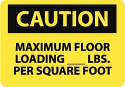 NMC - "Caution - Maximum Floor Loading __ lbs. per Square Foot", 10" Long x 14" Wide, Pressure-Sensitive Vinyl Safety Sign - Rectangle, 0.004" Thick, Use for Accident Prevention - Top Tool & Supply