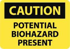 NMC - "Caution - Potential Biohazard Present", 10" Long x 14" Wide, Pressure-Sensitive Vinyl Safety Sign - Rectangle, 0.004" Thick, Use for Hazardous Materials - Top Tool & Supply