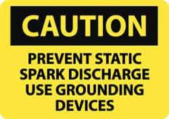 NMC - "Caution - Prevent Static Spark Discharge - Use Grounding Devices", 10" Long x 14" Wide, Pressure-Sensitive Vinyl Safety Sign - Rectangle, 0.004" Thick, Use for Accident Prevention - Top Tool & Supply