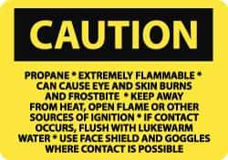 NMC - "Caution - Propane - Extremely Flammable - Can Cause Eye and Skin Burns and Frostbite", 10" Long x 14" Wide, Rigid Plastic Safety Sign - Rectangle, 0.05" Thick, Use for Accident Prevention - Top Tool & Supply