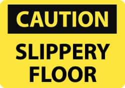 NMC - "Caution - Slippery Floor", 10" Long x 14" Wide, Pressure-Sensitive Vinyl Safety Sign - Rectangle, 0.004" Thick, Use for Accident Prevention - Top Tool & Supply