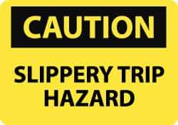 NMC - "Caution - Slippery - Trip Hazard", 10" Long x 14" Wide, Rigid Plastic Safety Sign - Rectangle, 0.05" Thick, Use for Accident Prevention - Top Tool & Supply