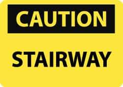 NMC - "Caution - Stairway", 10" Long x 14" Wide, Pressure-Sensitive Vinyl Safety Sign - Rectangle, 0.004" Thick, Use for Accident Prevention - Top Tool & Supply