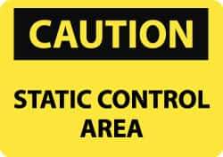 NMC - "Caution - Static Control Area", 10" Long x 14" Wide, Rigid Plastic Safety Sign - Rectangle, 0.05" Thick, Use for Security & Admittance - Top Tool & Supply