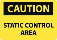 NMC - "Caution - Static Control Area", 10" Long x 14" Wide, Aluminum Safety Sign - Rectangle, 0.04" Thick, Use for Security & Admittance - Top Tool & Supply