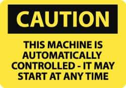 NMC - "Caution - This Machine Runs by Remote Control", 10" Long x 14" Wide, Pressure-Sensitive Vinyl Safety Sign - Rectangle, 0.004" Thick, Use for Accident Prevention - Top Tool & Supply