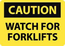 NMC - "Caution - Watch for Forklifts", 10" Long x 14" Wide, Aluminum Safety Sign - Rectangle, 0.04" Thick, Use for Accident Prevention - Top Tool & Supply