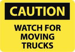 NMC - "Caution - Watch for Moving Trucks", 10" Long x 14" Wide, Aluminum Safety Sign - Rectangle, 0.04" Thick, Use for Accident Prevention - Top Tool & Supply