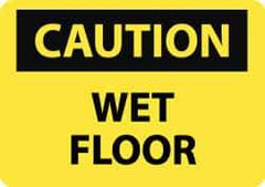 NMC - "Caution - Wet Floor", 10" Long x 14" Wide, Aluminum Safety Sign - Rectangle, 0.04" Thick, Use for Restroom, Janitorial & Housekeeping - Top Tool & Supply