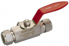 Ham-Let - 1" Pipe, Compression x Compression End Connections, Stainless Steel, Inline, Two Way Flow, Instrumentation Ball Valve - 2,000 psi WOG Rating, Locking Lever Handle, Reinforced PTFE Seal, Reinforced PTFE Seat - Top Tool & Supply