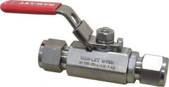 Ham-Let - 1/2" Pipe, Compression x Compression End Connections, Stainless Steel, Inline, Two Way Flow, Instrumentation Ball Valve - 2,000 psi WOG Rating, Locking Lever Handle, Reinforced PTFE Seal, Reinforced PTFE Seat - Top Tool & Supply