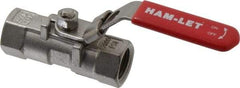 Ham-Let - 3/8" Pipe, FBSPP x FBSPP End Connections, Stainless Steel, Inline, Two Way Flow, Instrumentation Ball Valve - 2,000 psi WOG Rating, Locking Lever Handle, Reinforced PTFE Seal, Reinforced PTFE Seat - Top Tool & Supply