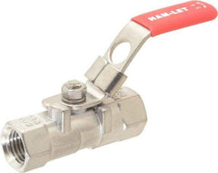 Ham-Let - 1/4" Pipe, FNPT x FNPT End Connections, Stainless Steel, Inline, Two Way Flow, Instrumentation Ball Valve - 2,000 psi WOG Rating, Locking Lever Handle, Reinforced PTFE Seal, Reinforced PTFE Seat - Top Tool & Supply