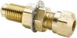 Parker - 1/2" OD, Brass Bulkhead Union - 150 Max Working psi, -40 to 200°F, Comp x Comp Ends - Top Tool & Supply