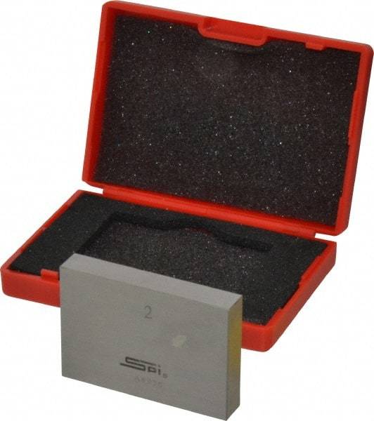 SPI - 2" Rectangular Steel Gage Block - Accuracy Grade AS-1, Includes NIST Traceability Certification - Top Tool & Supply