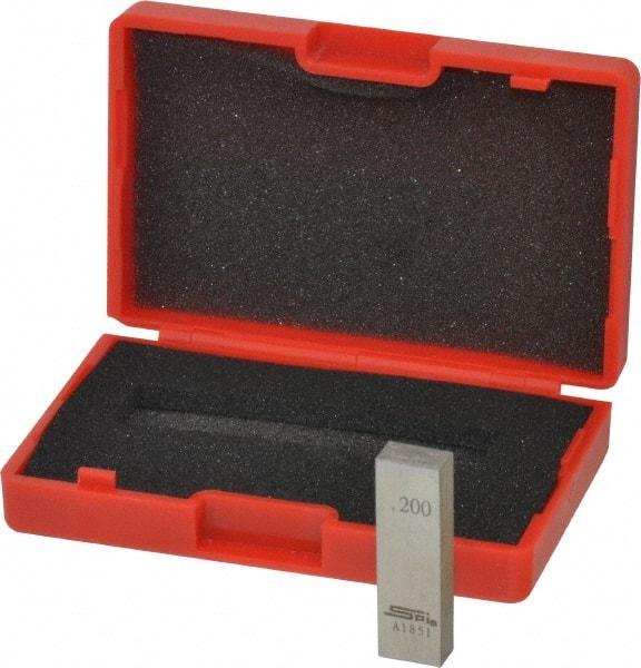 SPI - 0.2" Rectangular Steel Gage Block - Accuracy Grade AS-1, Includes NIST Traceability Certification - Top Tool & Supply