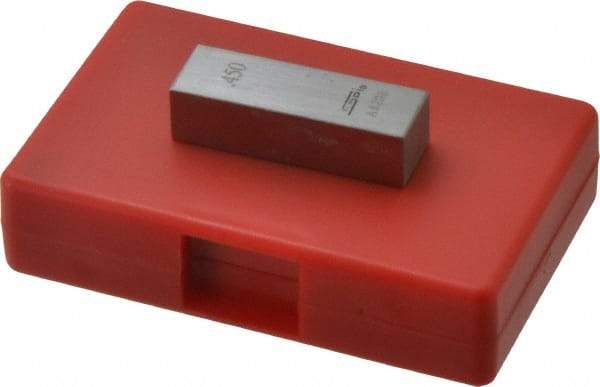 SPI - 0.45" Rectangular Steel Gage Block - Accuracy Grade AS-1, Includes NIST Traceability Certification - Top Tool & Supply