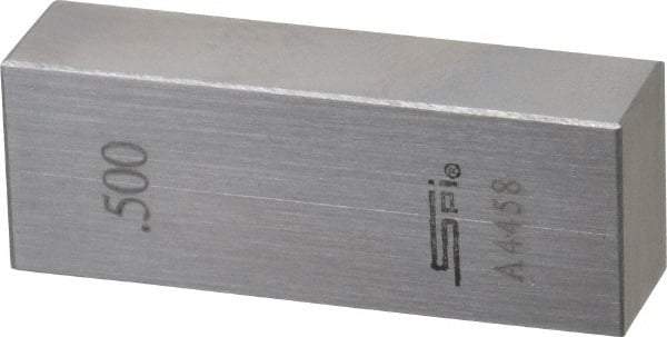 SPI - 0.5" Rectangular Steel Gage Block - Accuracy Grade AS-1, Includes NIST Traceability Certification - Top Tool & Supply