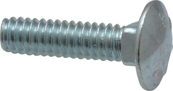 Value Collection - 1/4-20 UNC 1" Length Under Head, Standard Square Neck, Carriage Bolt - Grade 2 Steel, Zinc-Plated Finish - Top Tool & Supply